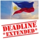 The Philippines Flag over a banner that reads "deadline extended."